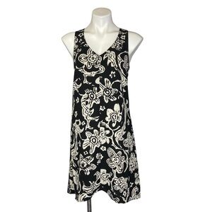 CABI 5263 Padma Batik Floral Racerback Sleeveless Dress Black White Small